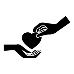 Hand gives heart icon. Simple illustration of hand gives heart vector icon for web