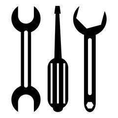 Screwdriver and wrench icon. Simple illustration of screwdriver and wrench vector icon for web