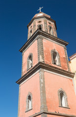 Fototapeta na wymiar Steeple of the church of Santa Maria a Cheia, Vico Equense, Napl