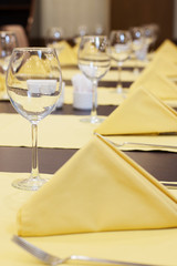 Yellow Restaurant table setting with wine glass 6