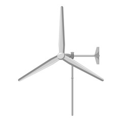 Wind turbine icon. Gray monochrome illustration of wind turbine vector icon for web