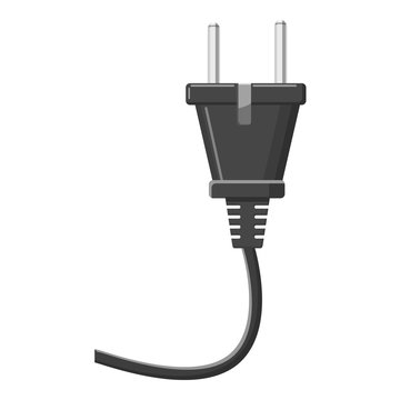 Electrical Plug Icon. Gray Monochrome Illustration Of Electrical Plug Vector Icon For Web