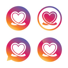 Heart ribbon sign icon. Love symbol.