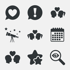 Couple love icon. Lesbian and Gay lovers signs.