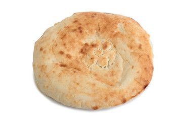 Organic bread on white background