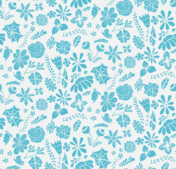 Blue flowers seamless pattern