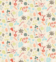 Seamless pattern with beautiful gentle flowers