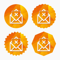 Mail delete icon. Envelope symbol. Message sign.