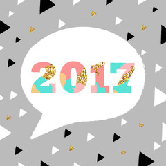 Fototapeta na wymiar 2017. New Year. Vector unique artistic font brush strokes background with glitter elements for card, poster, brochure, flyer, web and other users