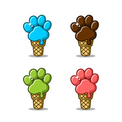 Dog Paw Ice Cream Colorful Illustration- Vector Logo Icon