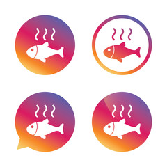 Fish hot sign icon. Cook or fry fish symbol.