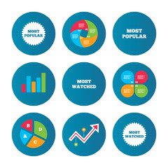 Most popular star icon. Most watched symbol.