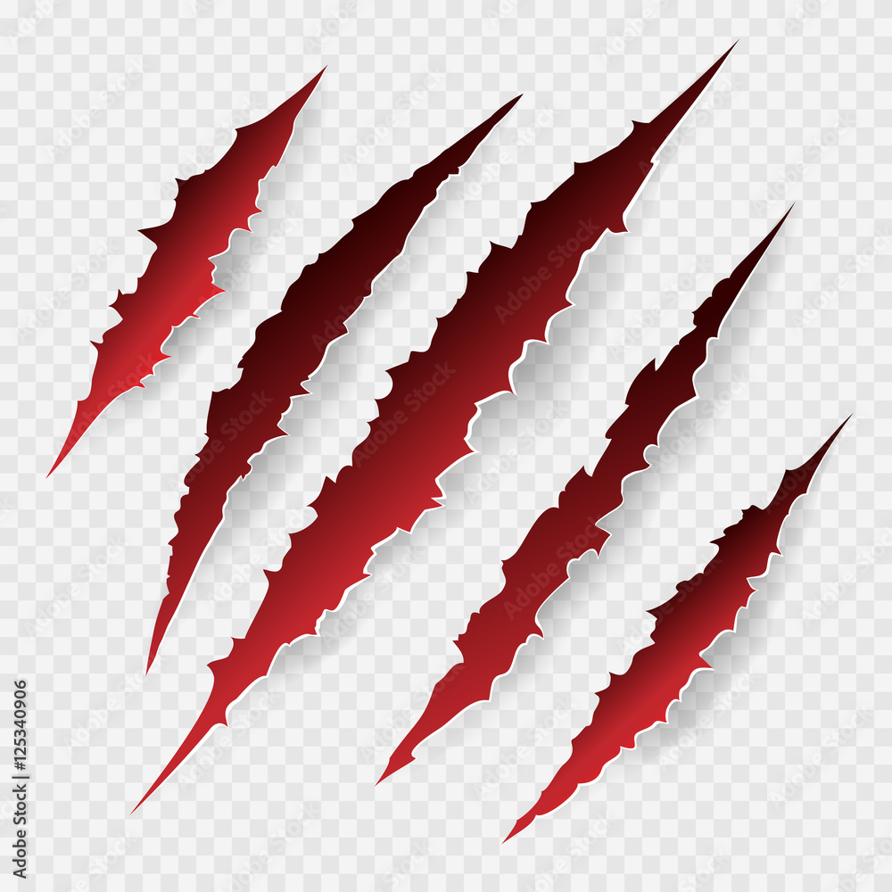 Wall mural scratches isolated on transparent background. vector scratch set