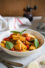 Rigatoni with Aubergine and Tomato