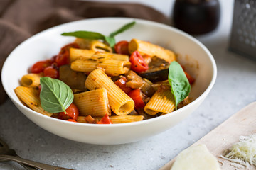 Rigatoni with Aubergine and Tomato
