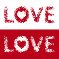 word - love and heart