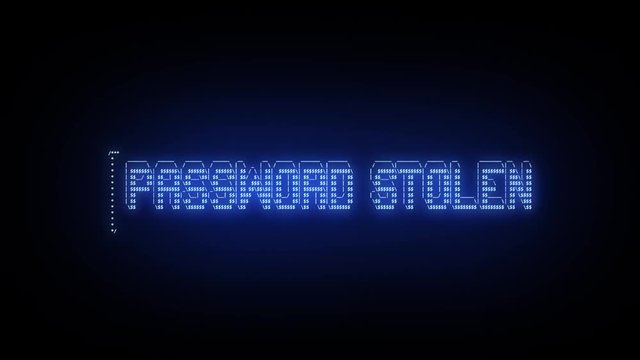 ASCII Text Reveal PASSWORD STOLEN Digital Blue