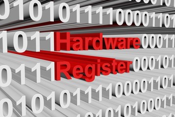 Hardware register in the form of binary code, 3D illustration