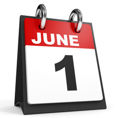June 1. Calendar on white background.