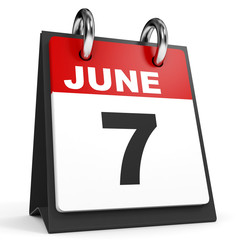 June 7. Calendar on white background.