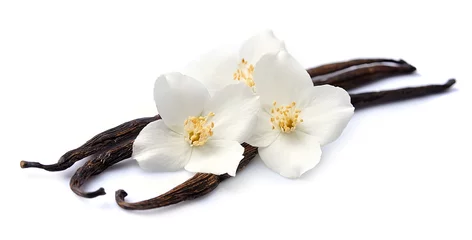 Deurstickers Vanilla sticks with flowers © margo555