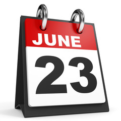 June 23. Calendar on white background.