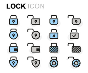 Vector flat line locks icons set