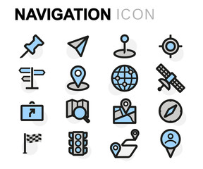 Vector flat line navigation icons set