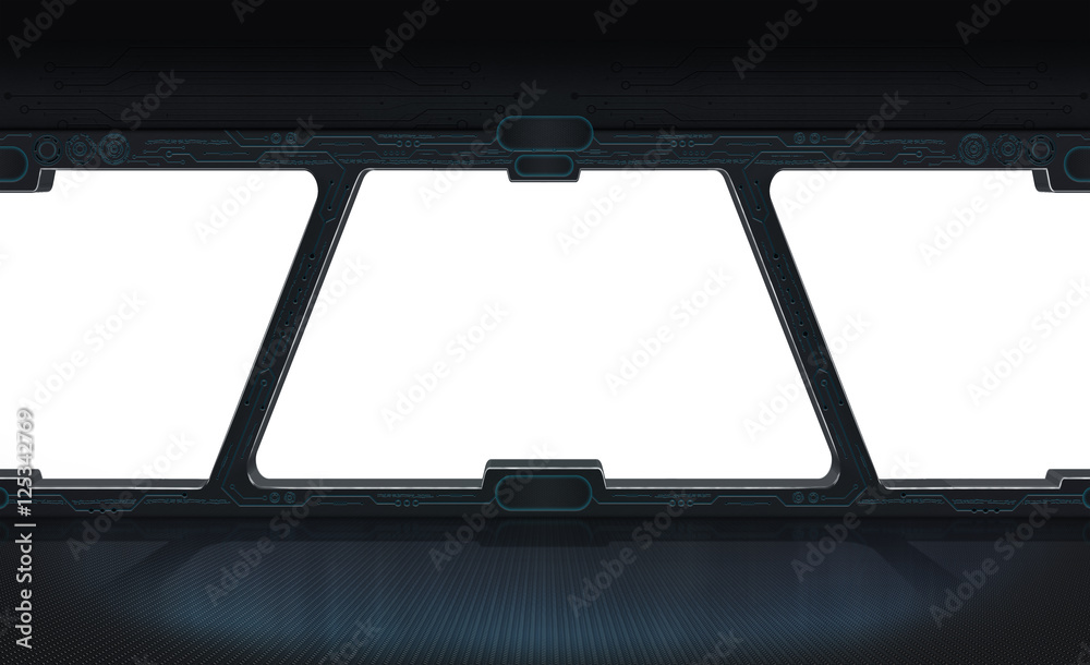 Poster Futuristic space station window 3D rendering