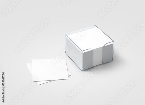 &quot;Blank white sticker note block plastic holder mockup, clipping path