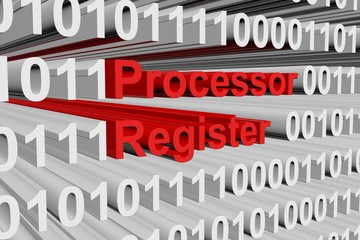 Processor register in a binary code 3D illustration
