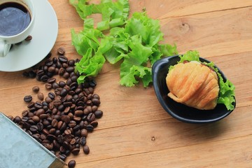 croissant with hot coffee