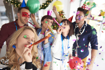 Obraz na płótnie Canvas Abundance of confetti and new year party.
