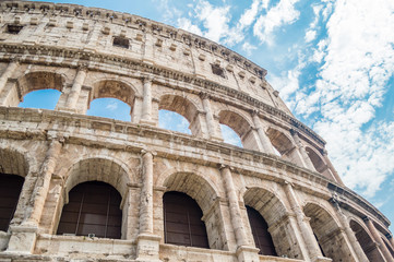 Fototapeta premium The Colosseum or Coliseum, also known as the Flavian Amphitheatre in Rome, Italy