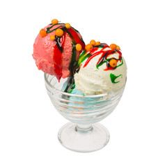 Sundae ice-cream in a glass.