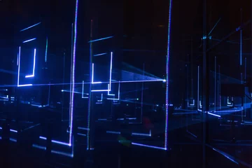 Photo sur Plexiglas Lumière et ombre Abstract rays futuristic blue background texture, blue laser lig