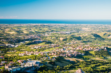 Adriatic Sea view and San Marino landscape