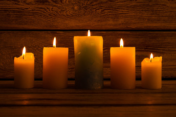 Candles for decorating the house. Cozy evening.