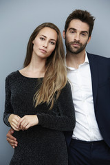 The beautiful people posing in smart clothes