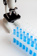 Laboratory, chemistry and science concept on white background