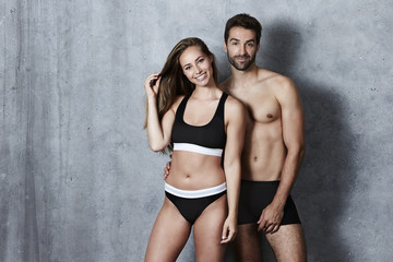 Beautiful couple in black underwear