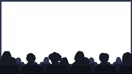 Cinema Hall with the audience and the screen. Background Vector - obrazy, fototapety, plakaty