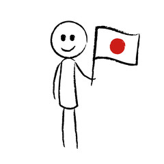 Person mit Flagge Japan