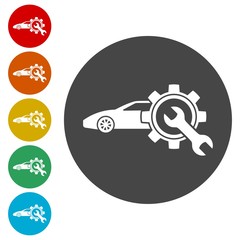 Car service. Car with tool icon. 