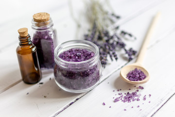manufacture of homemade cosmetics with lavander close up