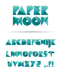 Folded paper font, eps10 vector