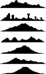 collection of mountain silhouette