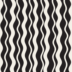 Vector Seamless Hand Drawn Wavy Vertical Stripes Pattern