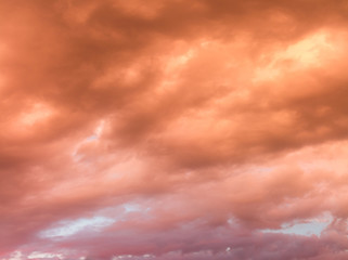 Colourful skyscape with versicolored clouds at sunset dusk