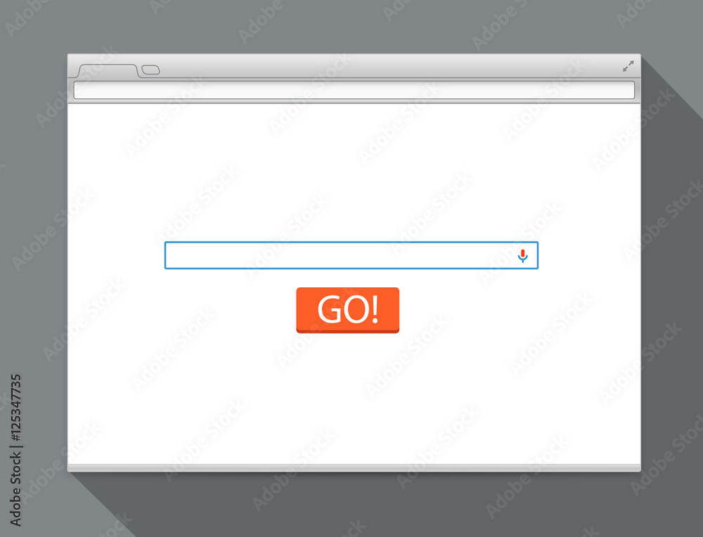 Poster Opened browser vector template with search tab. Vector mockup